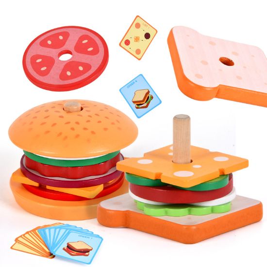 Picture of Children's wooden replica house burger fries sandwich set post