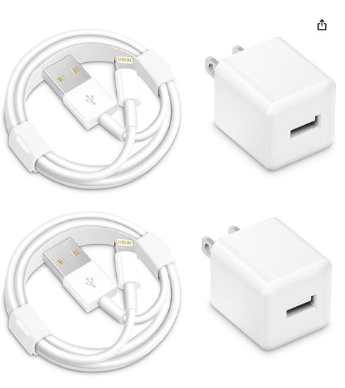 Picture of i Phone Charger, 5W USB to Lightning Cable 6Ft Quick Fast Charging Cord USB Wall Chargers Power Adapter for i Phone 14/13/12/11/X/8 Plus/XR/XS Max/SE/i Pad(2-Pack)