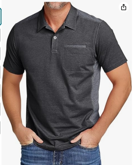 Picture of Polo Shirts for Men with Pocket Short Sleeve Lightweight Performance Golf Shirt Mesh Summer Casual Shirt