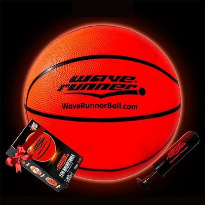 Picture of Wave Runner Glow in The Dark Basketball -Official Size 7 Light Up Toys for Night Ball Games, Regulation Size, Tap Activated - Ideal Glow Basketball Gifts and Toy Basketball for All Ages