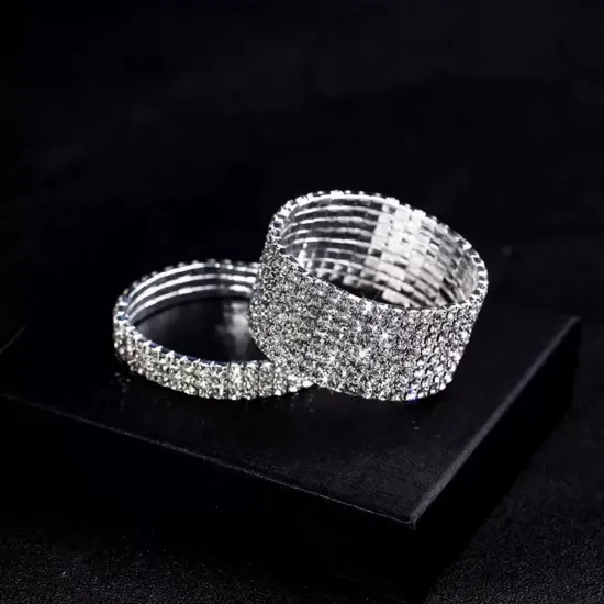 Picture of Super flash rhinestone multi-layer versatile bracelet women's fashion temperament bridal wedding dress banquet ornament elastic bracelet