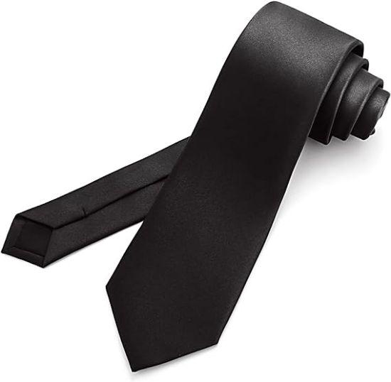 Picture of A JUNMEISI Men's Ties Solid Pure Color 3.15" (8CM) Necktie Black Ties For Men