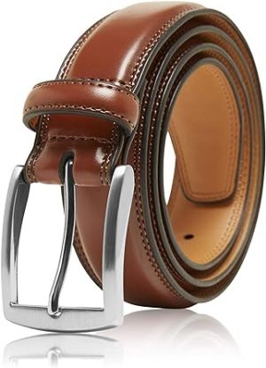 Picture of A Genuine Leather Dress Belts For Men - Mens Belt For Suits, Jeans, Uniform With Single Prong Buckle - Designed in the USA