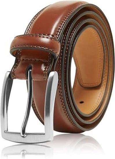 Picture of A Genuine Leather Dress Belts For Men - Mens Belt For Suits, Jeans, Uniform With Single Prong Buckle - Designed in the USA