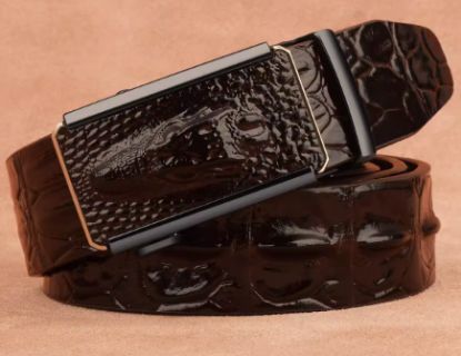 Picture of Leather belt man leather 2024 new Fashion Croc Pattern Man first layer leather belt automatic buckle genuine business belt