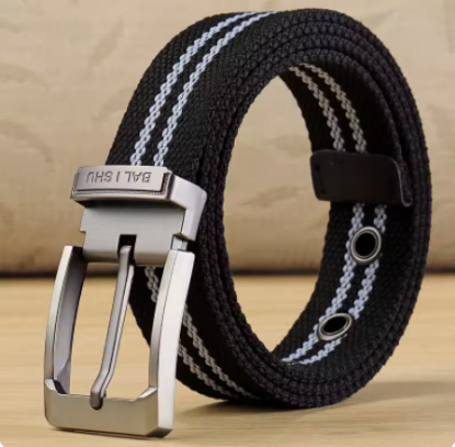 Picture of Canvas belt buckle belt for men and women youth casual overalls with Korean students' military training belt outdoors.