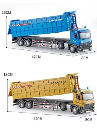 Picture of Children's alloy toy car, semi-trailer large truck transporter, dump dump truck