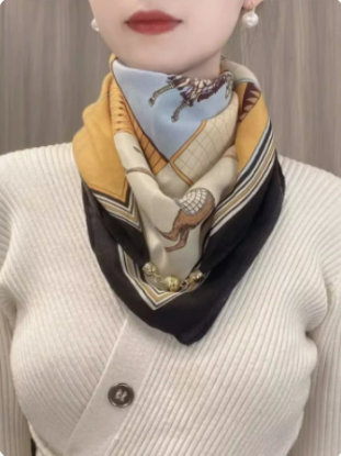 Picture of Neck triangle magnetic buckle small scarf female 2023 new autumn and winter advanced sense square towel cotton and linen collar scarf collar