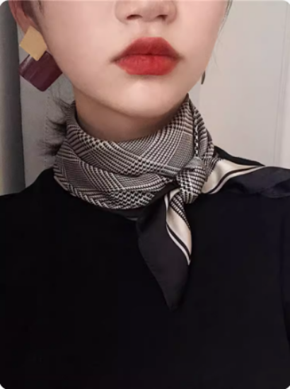 Picture of 2024 New retro houndstooth square scarf women's thin silk scarf Spring and Autumn Korea decorated Joker stewardess professional scarf