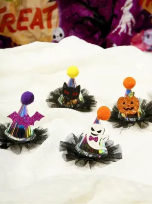 Picture of  Halloween hairpin, glowing pumpkin, ghost, hair ornament, headband, headband, kindergarten, playground, with lights, kids adults